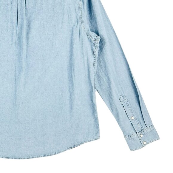TRUE RELIGION Men's Chambray Long Sleeve Blue Western Pearl Snap Shirt Sz XL NWT - Picture 8 of 14